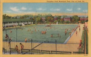 Postcard Farquhar Park Municipal Pool City York PA