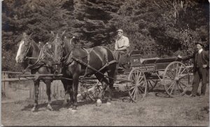 Horses & Wagon Workmen's Co-op Assoc (Chase River Nanaimo ??) RPPC Postcard H55