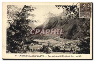 Old Postcard General view Chamonix and Aiguille du Dru