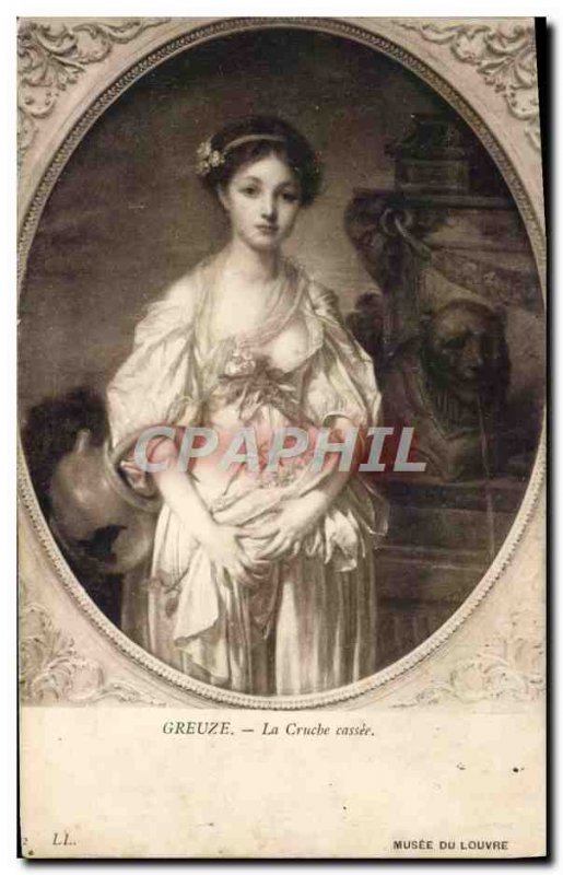 Old Postcard Greuze The pitcher Cassee Paris Louvre Museum