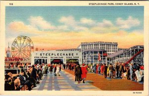 Postcard AMUSEMENT PARK SCENE Coney Island New York NY AL0976