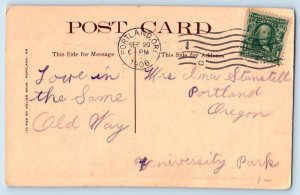 Artist Signed Postcard Couple Romance On Hammock Portland Oregon OR 1908 Antique