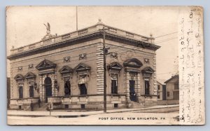 K6/ New Brighton Pennsylvania RPPC Postcard c1910 U.S. Post Office Building 65