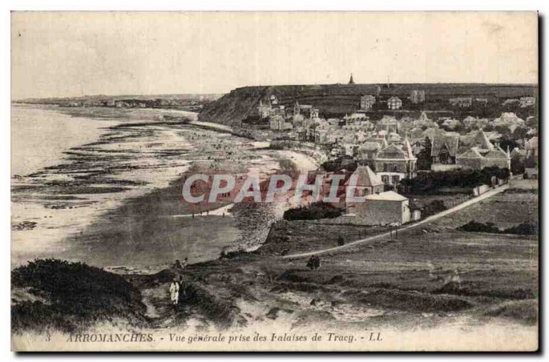 Old Postcard Arromanches General view taken of Tracy cliffs