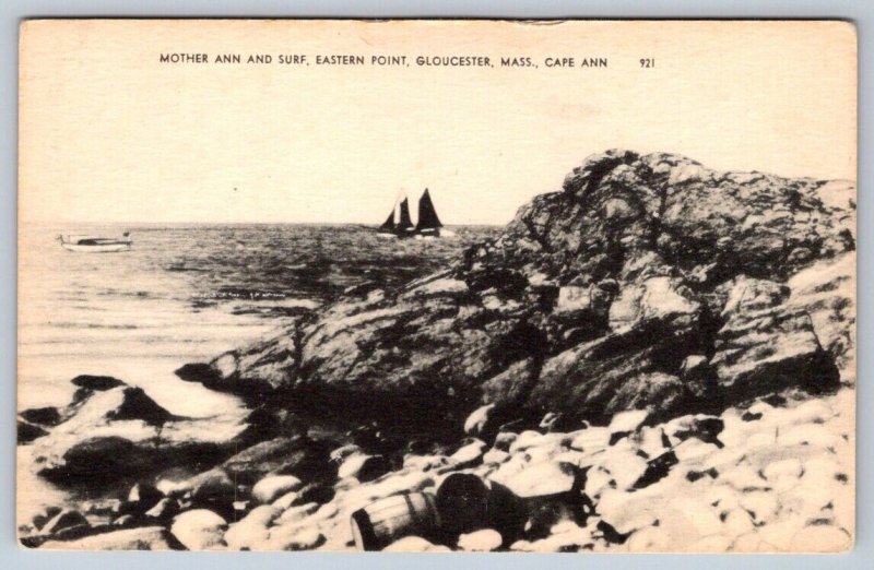 Mother Ann And Surf, Eastern Point, Gloucester Mass., Cape Ann, Antique Postcard