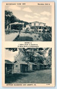 BLOSS MOUNTAIN, Pennsylvania PA ~ Roadside MOUNTAIN VIEW INN c1940s  Postcard 