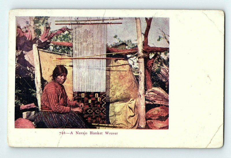 Vintage Navajo Woman Weaving a Blanket G4