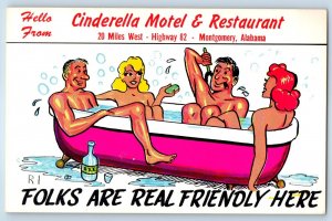 1940 Montgomery Alabama Postcard Hello Cinderella Motel Restaurant Folks Friend