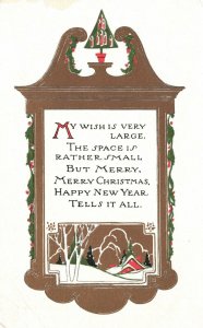 Vintage Postcard 1910's My Wish Is Very Large The Space Rather Small Christmas