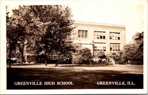 Real Photo Postcard Greenville High School in Greenville, Illinois