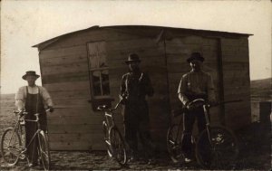 Social History Men on Claim Bicycles & Guns Faith SD South Dakota RPPC c1910