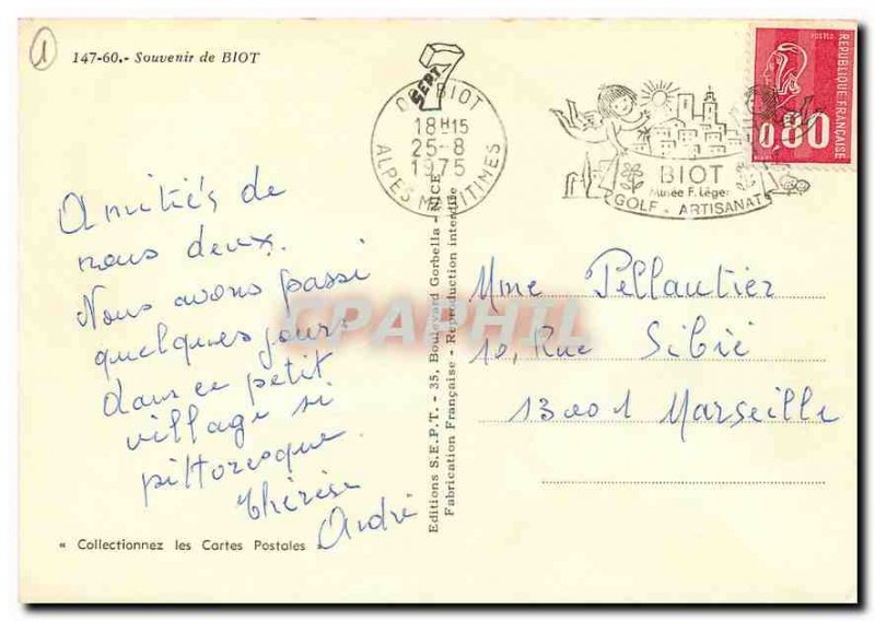 Modern Postcard Souvenir de Biot