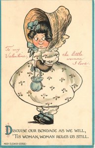 Nister Valentine Postcard 2185 Little Woman in Sunbonnet, Mary Eleanor George