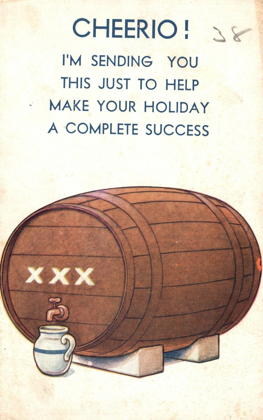 Vintage Postcard 1910's Cheerio! To Make Your Holiday Success Greetings