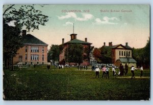 Columbus Wisconsin Postcard Public School Campus Exterior c1908 Vintage Antique