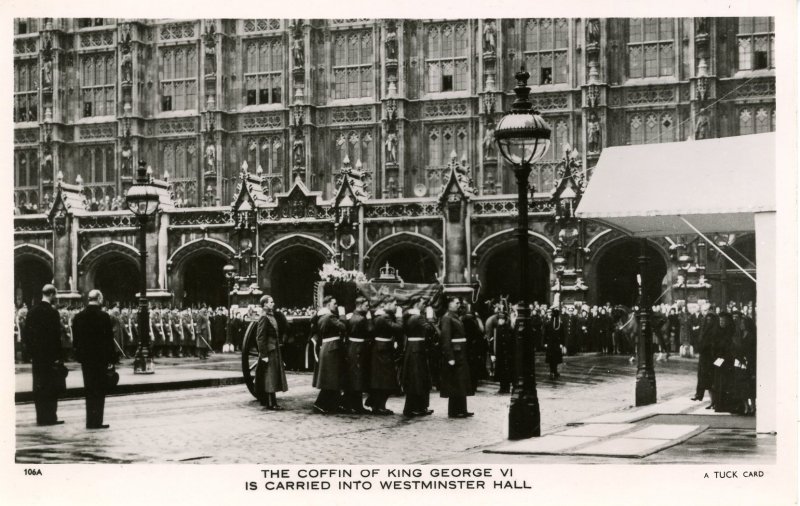 UK - England. King George VI Funeral. Coffin, Westminster Hall. *RPPC