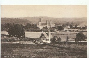 Somerset Postcard - Wells Cathedral From Milton Hill - Ref 10936A
