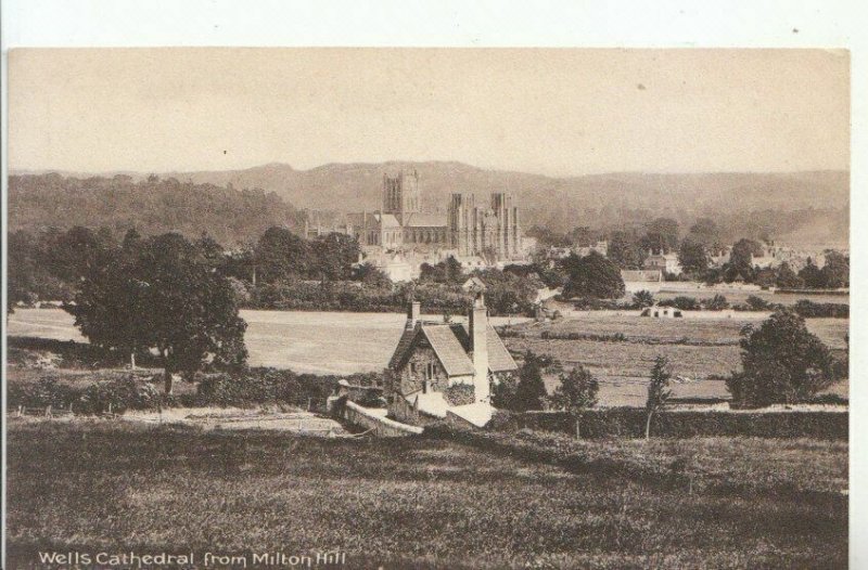 Somerset Postcard - Wells Cathedral From Milton Hill - Ref 10936A