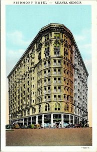 Piedmont Hotel Atlanta Georgia GA Old Car Exterior St View WB Postcard UNP 