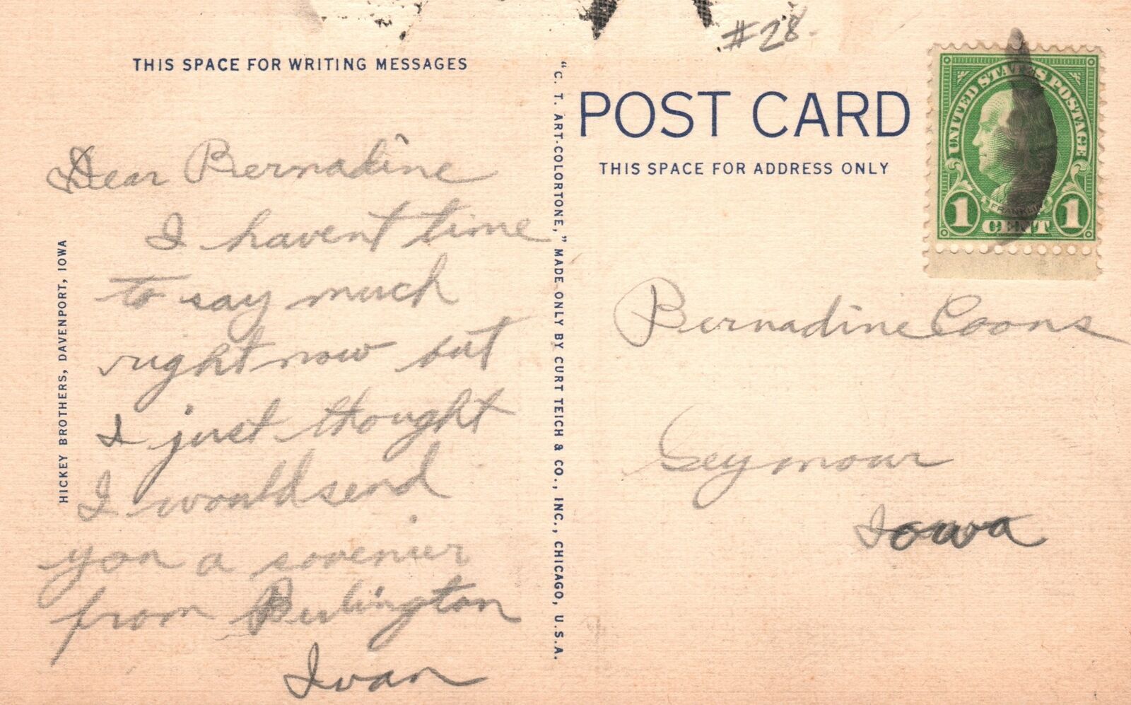 Vintage Postcard 1930's Roller Dam & Locks Bet. Davenport & Rock Island