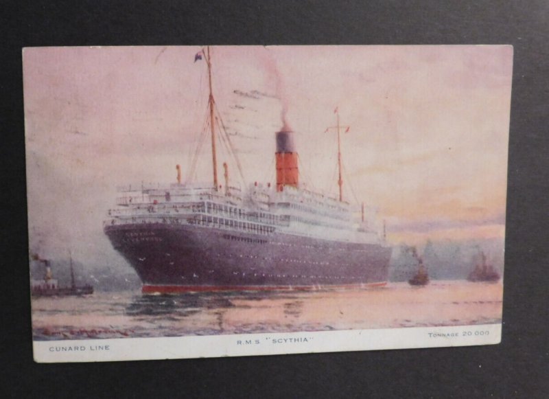 1926 Ship Postcard Cover From South Hampton to Amesville OH  R.M.S. Scythia