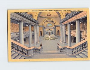 Postcard Corridor And Main Stairways Utah State Capitol Salt Lake City Utah USA