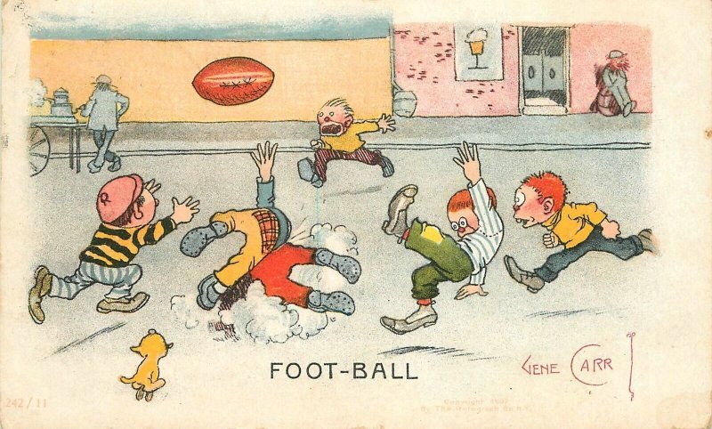 Postcard 1911 Gene Carr Football Street Kids comic humor 23-2073 