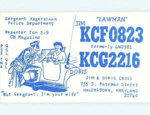 Pre-1980 RADIO CARD - CB HAM OR QSL Hagerstown Maryland MD AH1166
