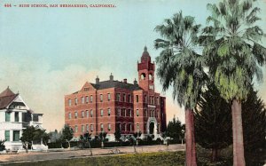 High School, San Bernardino, California, Early Postcard, Unused