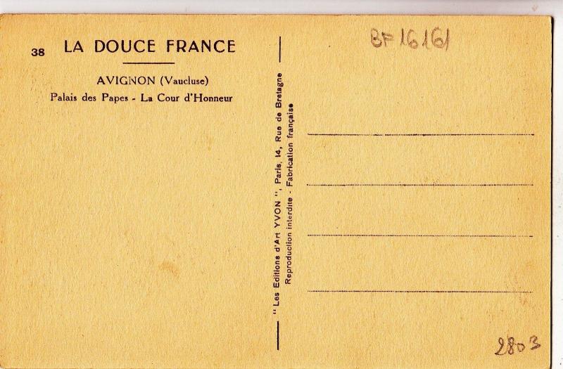 BF16161 palaus des papes la cour d honneur avignon  france  front/back image 