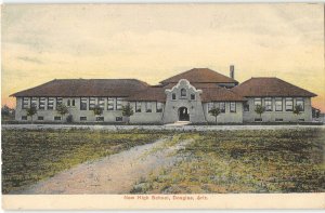 DOUGLAS, ARIZONA New High School Cochise County 1910s Vintage Postcard
