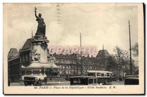 Old Postcard Paris Place De La Republique Hotel Moderne