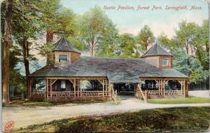 Rustic Pavilion Forest Park Springfield MA Mass Vintage Postcard D74 *As Is