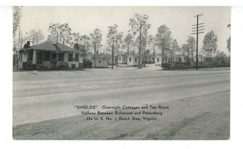 VA - Dutch Gap. Shields Cottages, Tea Room & Gas Station ca 1949