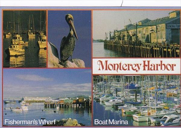 California Monterey Harbor Showing Fisherman's Wharf & Boat Marina