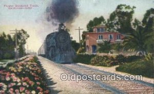Flower Bordered Track, CA, CA USA Trains, Railroads Writing On Back crease ri...
