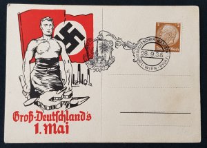 GERMAN EMPIRE 3rd THIRD REICH PROPAGANDA - POSTAL CARD GERMAN LABOUR DAY 1938
