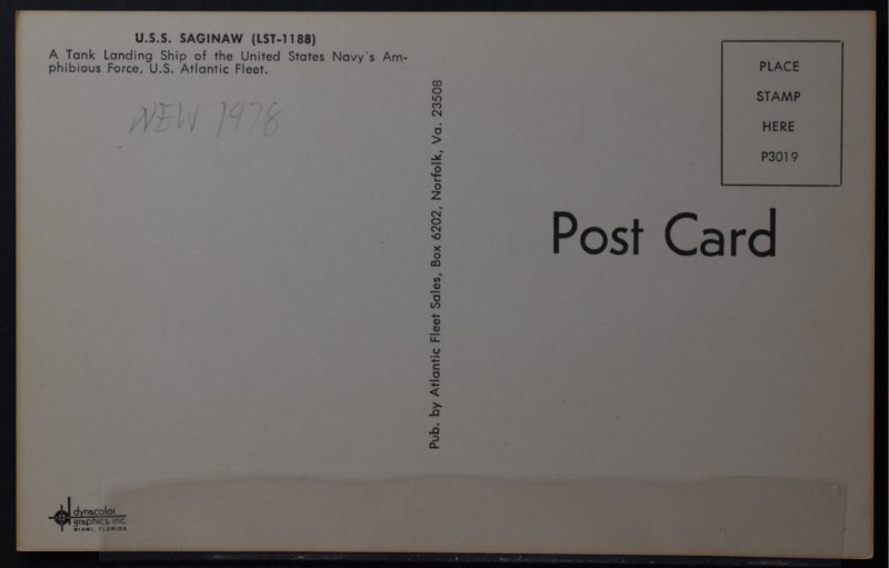 US Navy Ship - U.S.S. Saginaw [LST-1188]