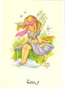 M.L. Attwell Girl cooling her feet. Cool! Nice English PC. Size 15 x 10,5  c