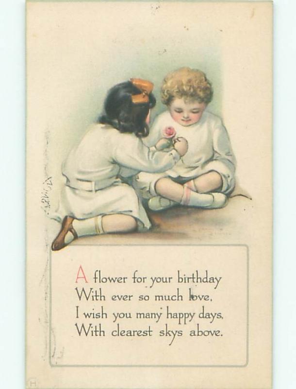 Pre-Linen KIDS GIVING A FLOWER FOR YOUR BIRTHDAY AC4656