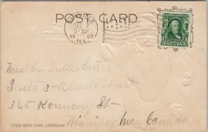 Brown Teddy Bear with Top Hat 'Where Am I At' Embossed c1907 Postcard G7