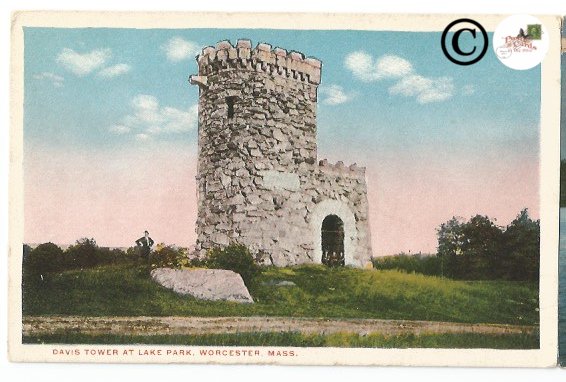 Vintage Postcard Davis Tower At Lake Park, Worcester Massachusetts