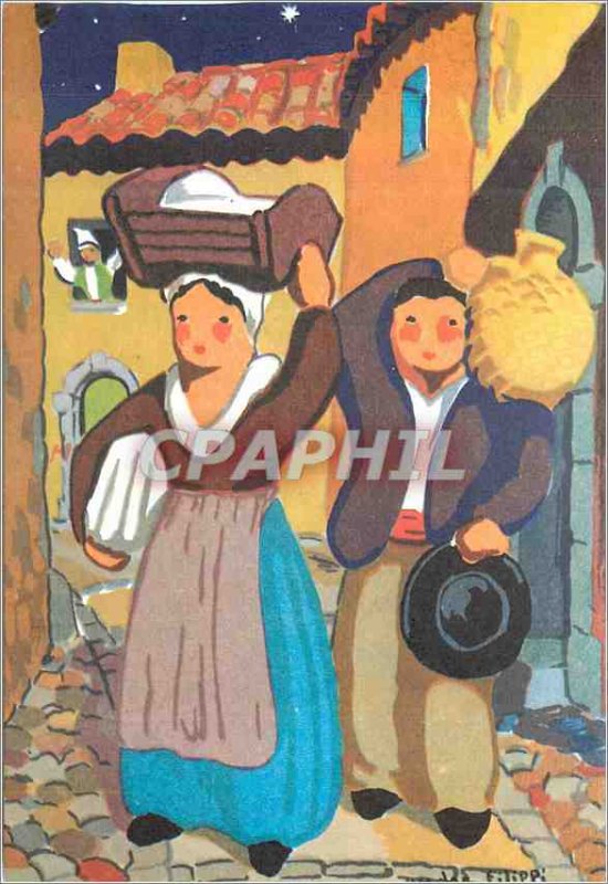 'Postcard Modern Santon de Provence Farmer''s Lady Jane Farmer with the Cradle'