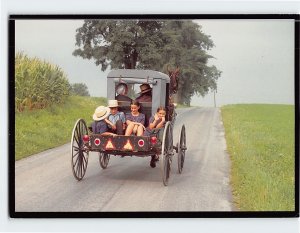 Postcard The Market Wagon Amish Seasons Pennsylvania USA