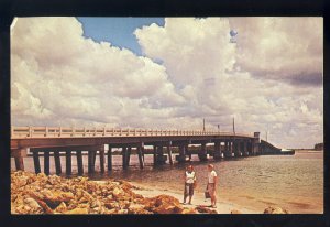 Fort Myers, Florida/FL Postcard, Two Fisherman At Bonita Bridge, 1970!