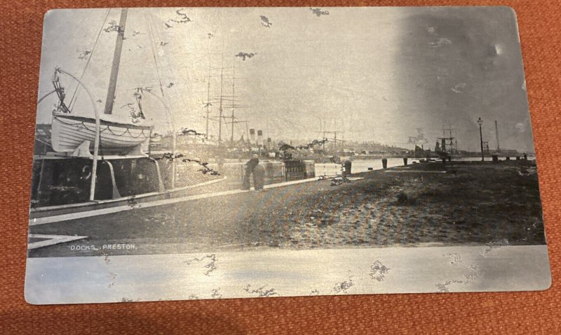 Aluminum Postcard C1910 Docks Preston Lancashire United Kingdom Docks Ships