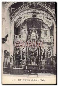 Old Postcard Thones Interior of & # 39Eglise