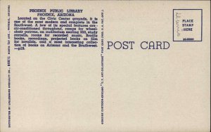 Phoenix Arizona AZ Library c1940s Linen Postcard