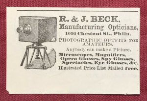 1884 Victorian Original Print Ad R. & J. Beck 2V1-27 