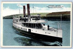 1920 Seattle Washington Postcard Steamer Tacoma Fast Passenger Boat Ferry Ship